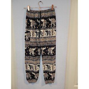 Earthbound Women's Boho Harem Tribal Elephant Pants Elastic Waist & Ankle Size S